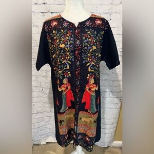 NWT Liangli Light Cotton/linen Dress with Ancient Egyptian Motif Unique XXL